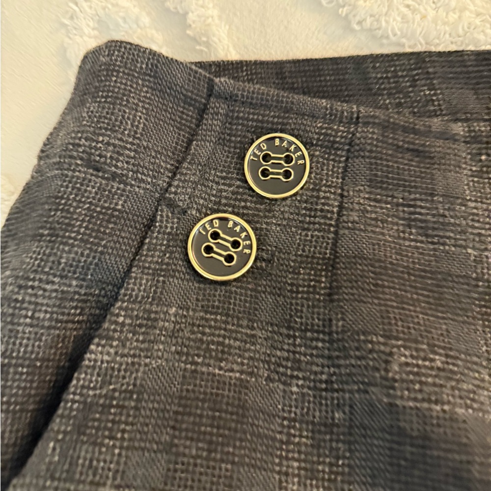 Ted Baker Gray High Waist Plaid Shorts - Picture 2 of 11